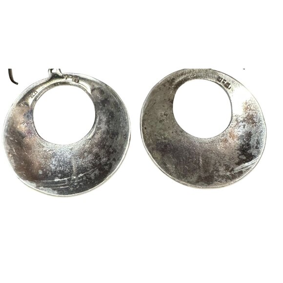 Southwestern Handcrafted 925 Sterling Silver Turquoise Dangle Hoop Earrings 14g - Picture 5 of 5